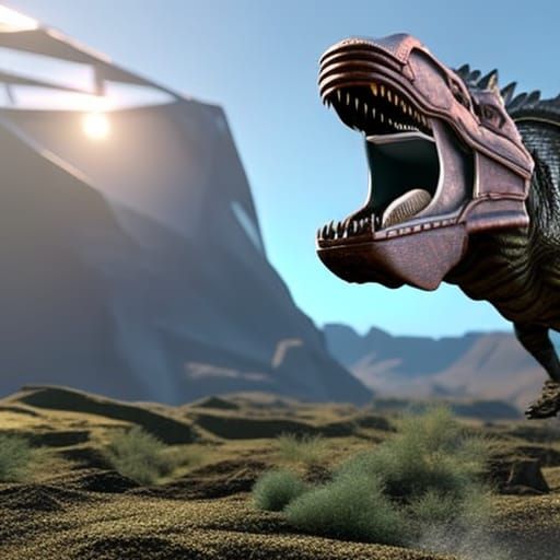 Cyborg dinosaur, 8k, intricately detailed