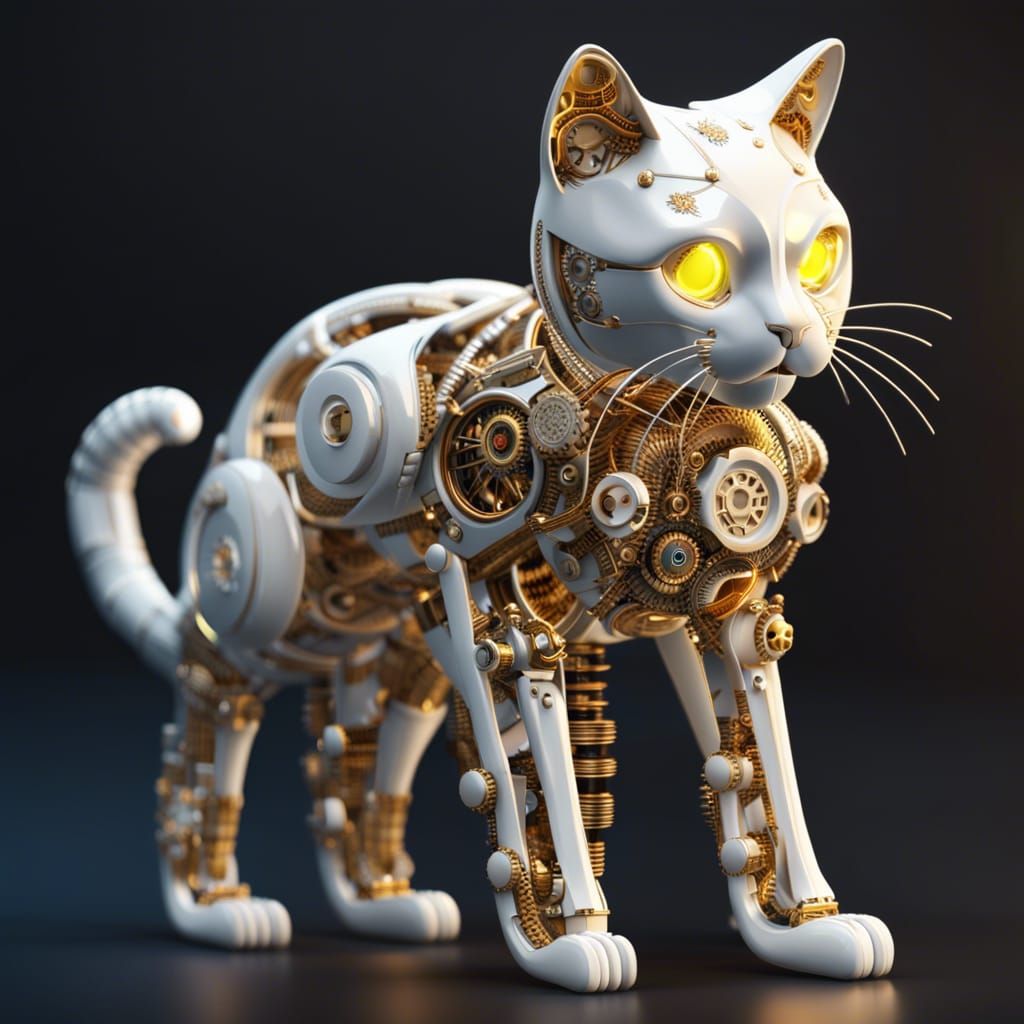 Elegant Robotic Cat   by @Plommo