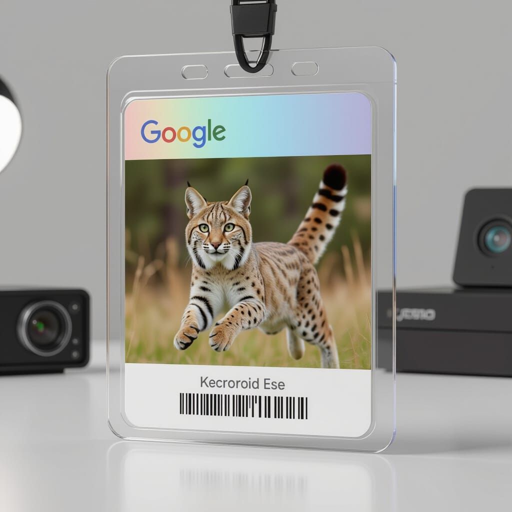  vertical collectible Google LABS ID badge.  jump bobcat.  Jump