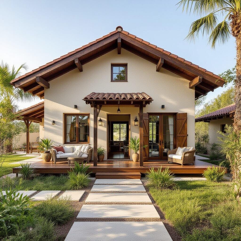 Idyllic Small House with Garden, Symbolizing Happiness