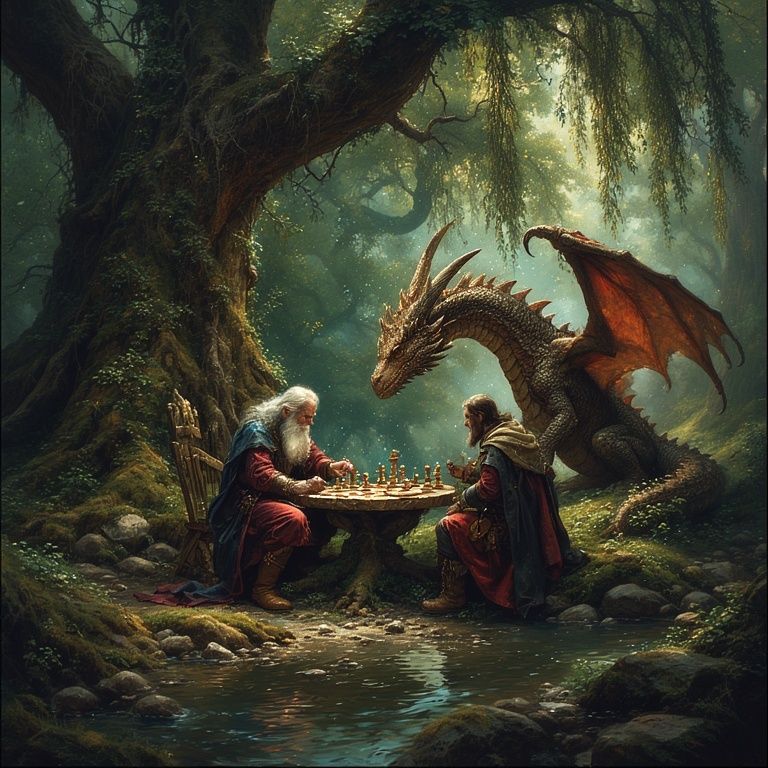 A Wizard, An Adventurer A Dragon, & A  Chess Game