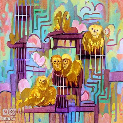 "Golden monkeys" "Love owls in a cage in lovely colors palet...