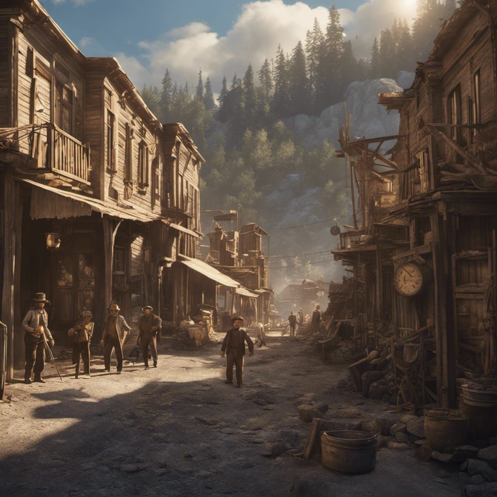 old miners in a gold rush town