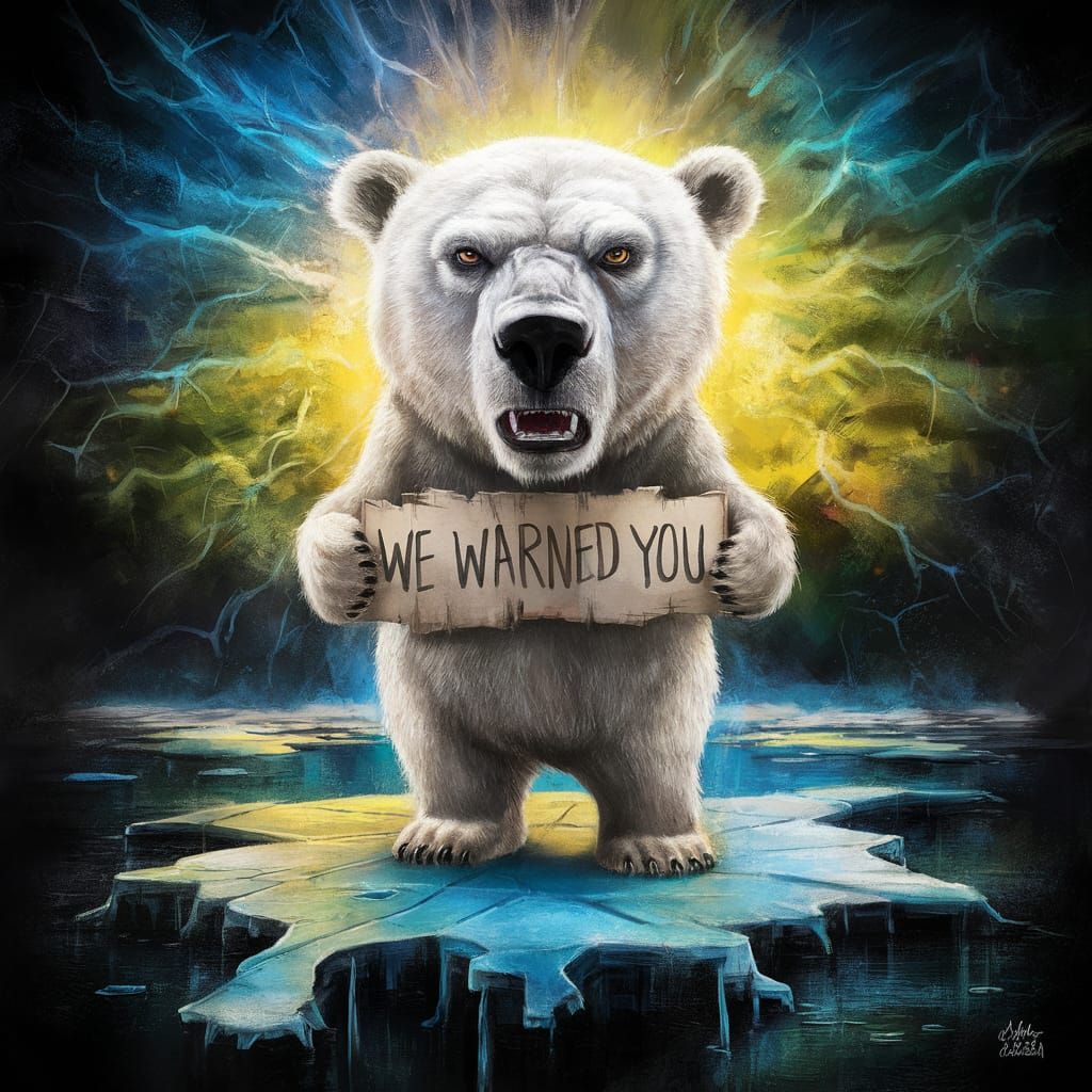 Powerful Polar Bear Climate Change Illustration