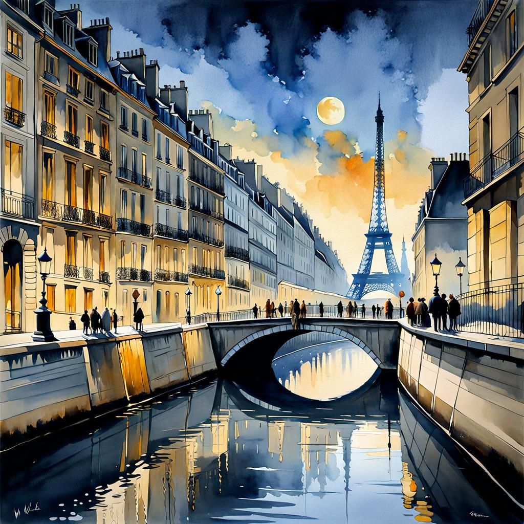 PARIS White Night reflected in the Seine River  by @JustBubu