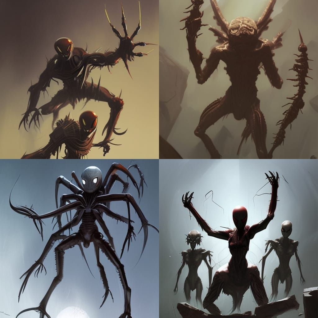 spider humanoid aliens with blades for arms - AI Generated Artwork ...