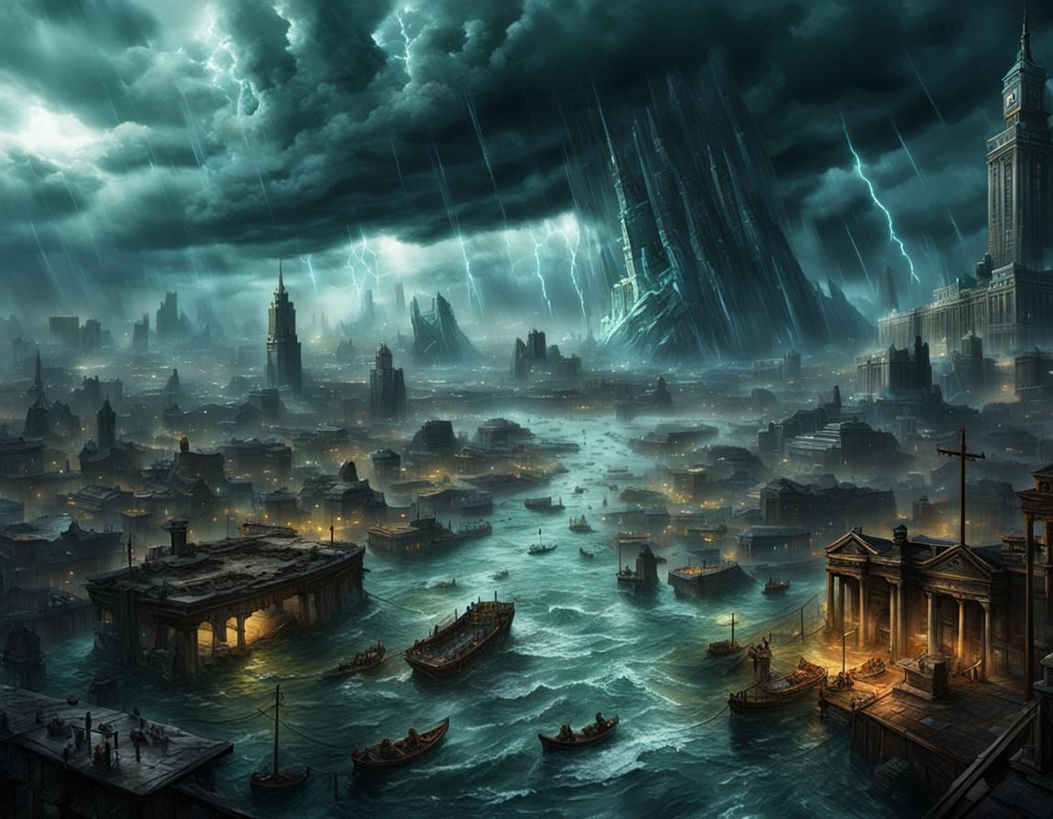 The drowned city, pictures from the end of the world. - AI Generated ...