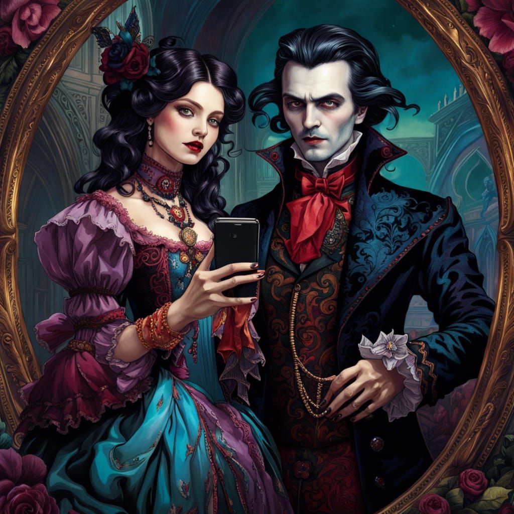 Selfies 2 victorian lady with vampire - AI Generated Artwork ...