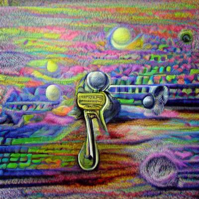 space keys impressionism detailed painting stipple psychedel...