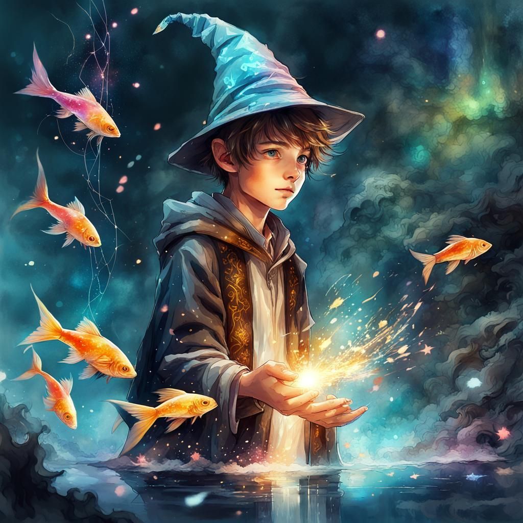 Sorcerer’s goldfish magic 💛🐠🧡  by @Sparkfire