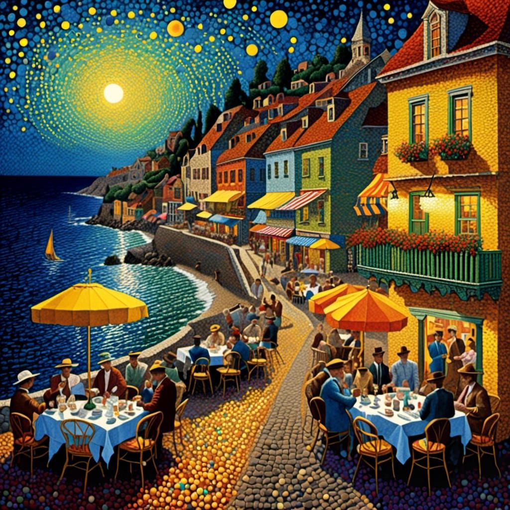 Seaside Cafe at Sunset