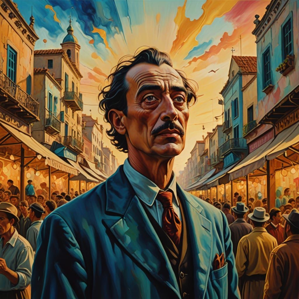 Man Proclaims in Marketplace: Surrealist Dreamscape