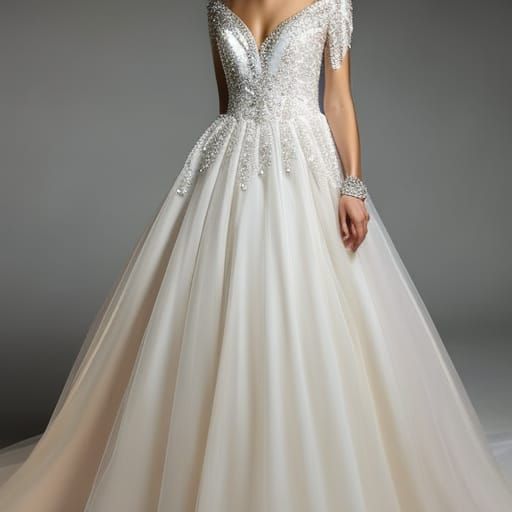 Glowing iridescent shiny sparkling delicate sweeping draped ...