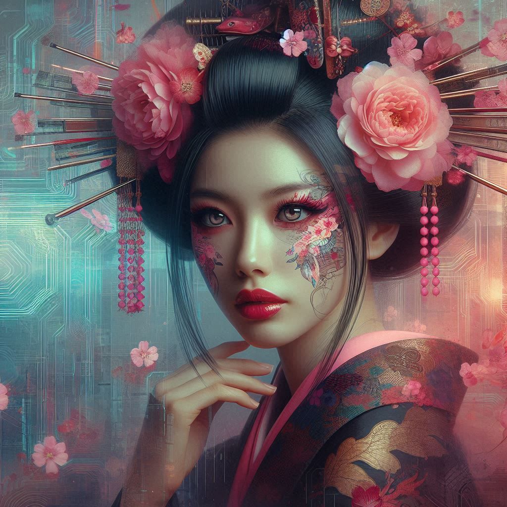 double exposure beautiful fantasy DALL-E 3 portrait landscap...