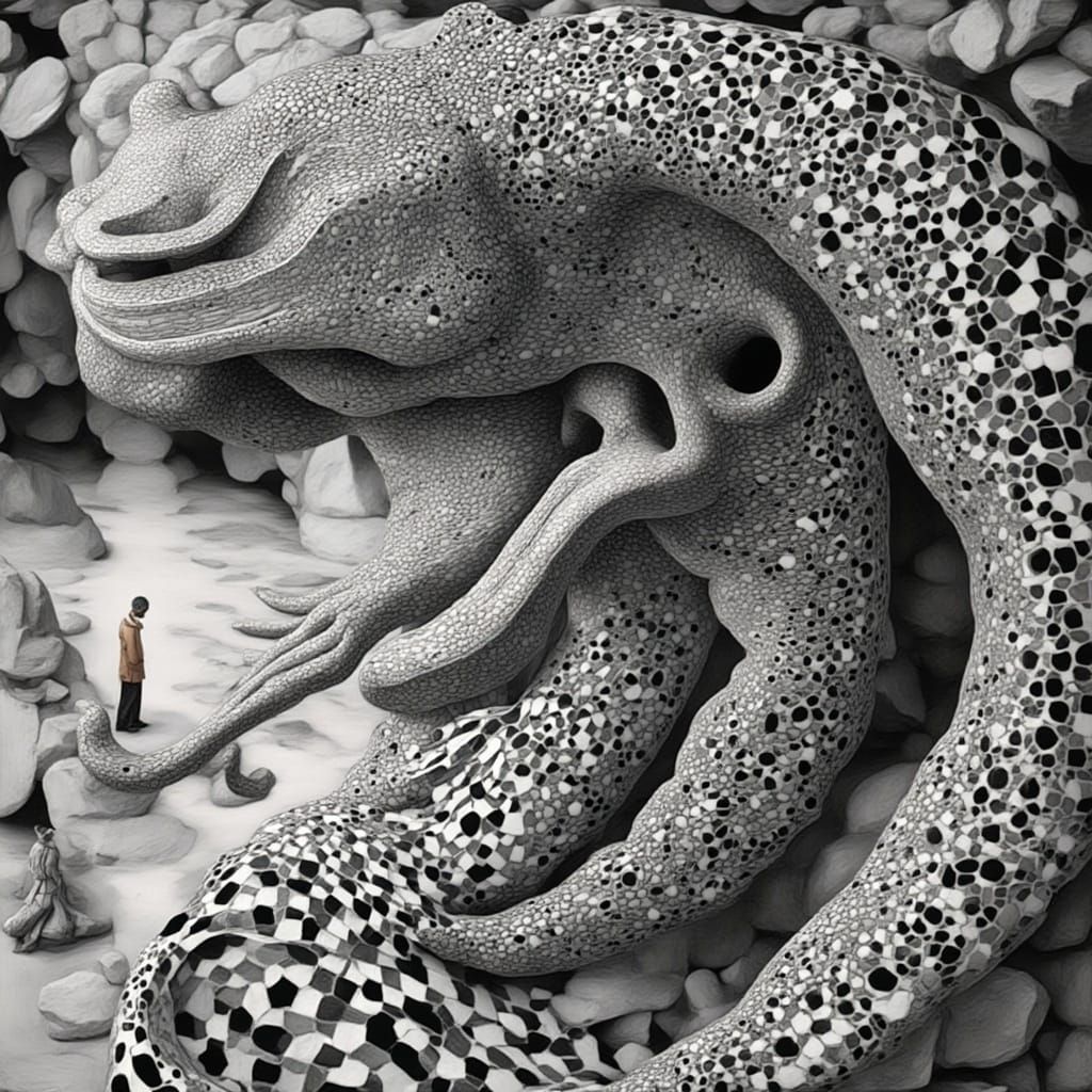 Zentangle Optical Illusion of a Medieval Woman