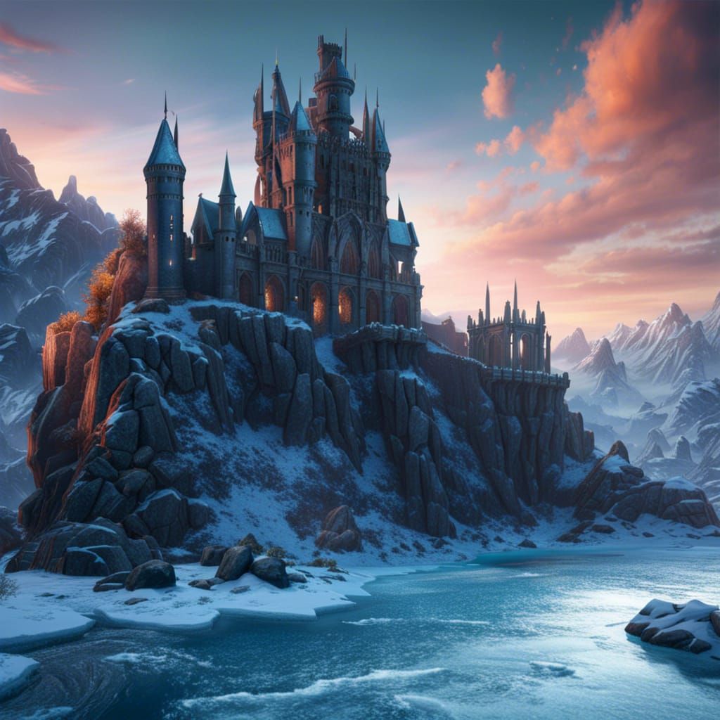 Frozen medieval castle - AI Generated Artwork - NightCafe Creator