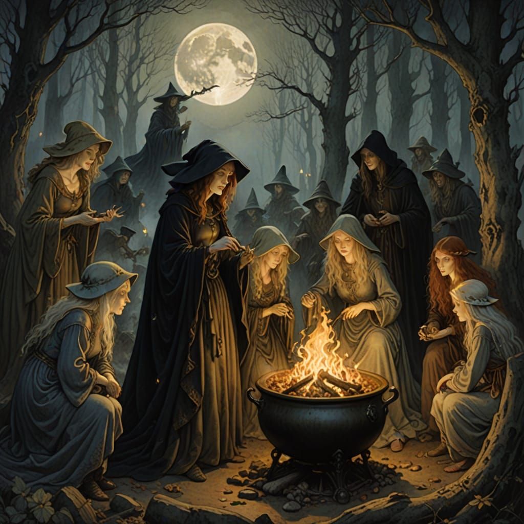 A coven by moonlight  by @KiwiJellyBean