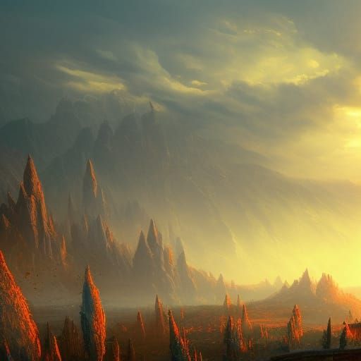 Beautiful setting Red sun