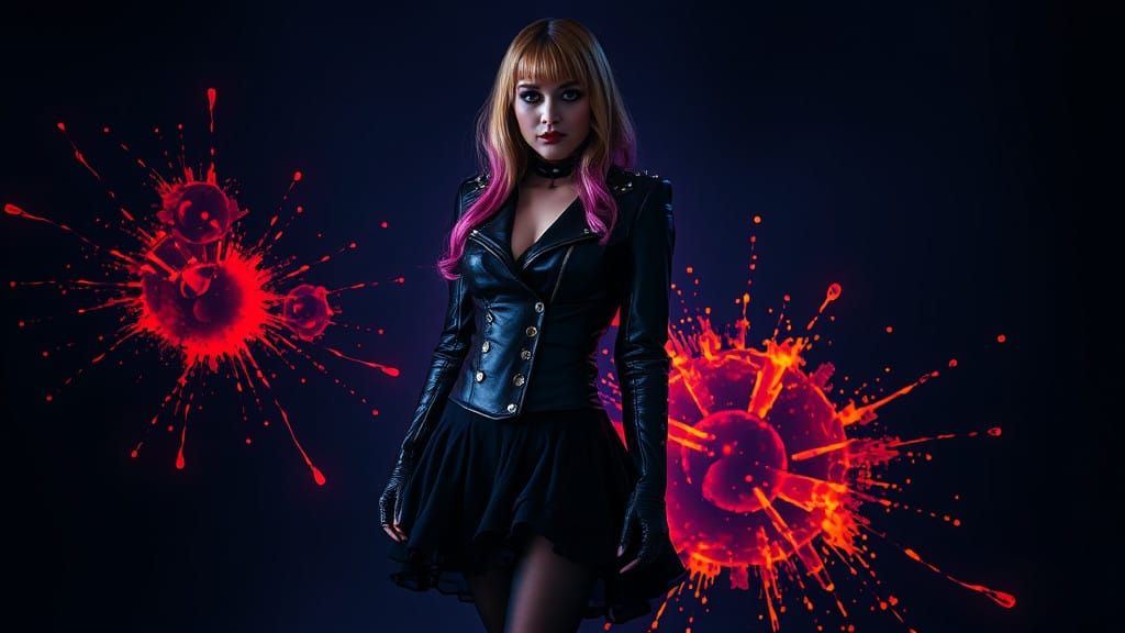 Gothic Beauty in Eerie, Multicolored Light