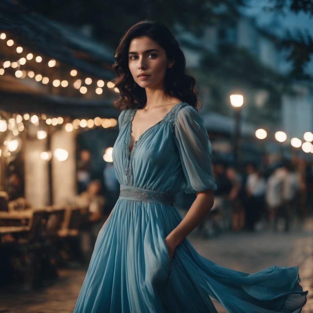 a full body shot of an attractive black haired young woman w...