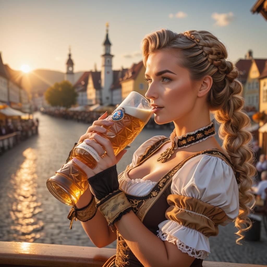Oktoberfest Beauty: Photorealistic Bavarian Bar Maid