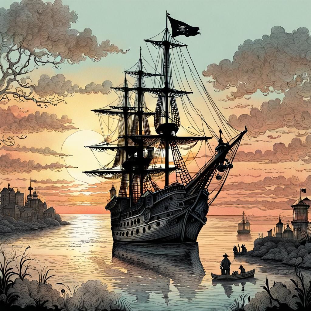 The Pirate Ship At Anchor  by @Dyce