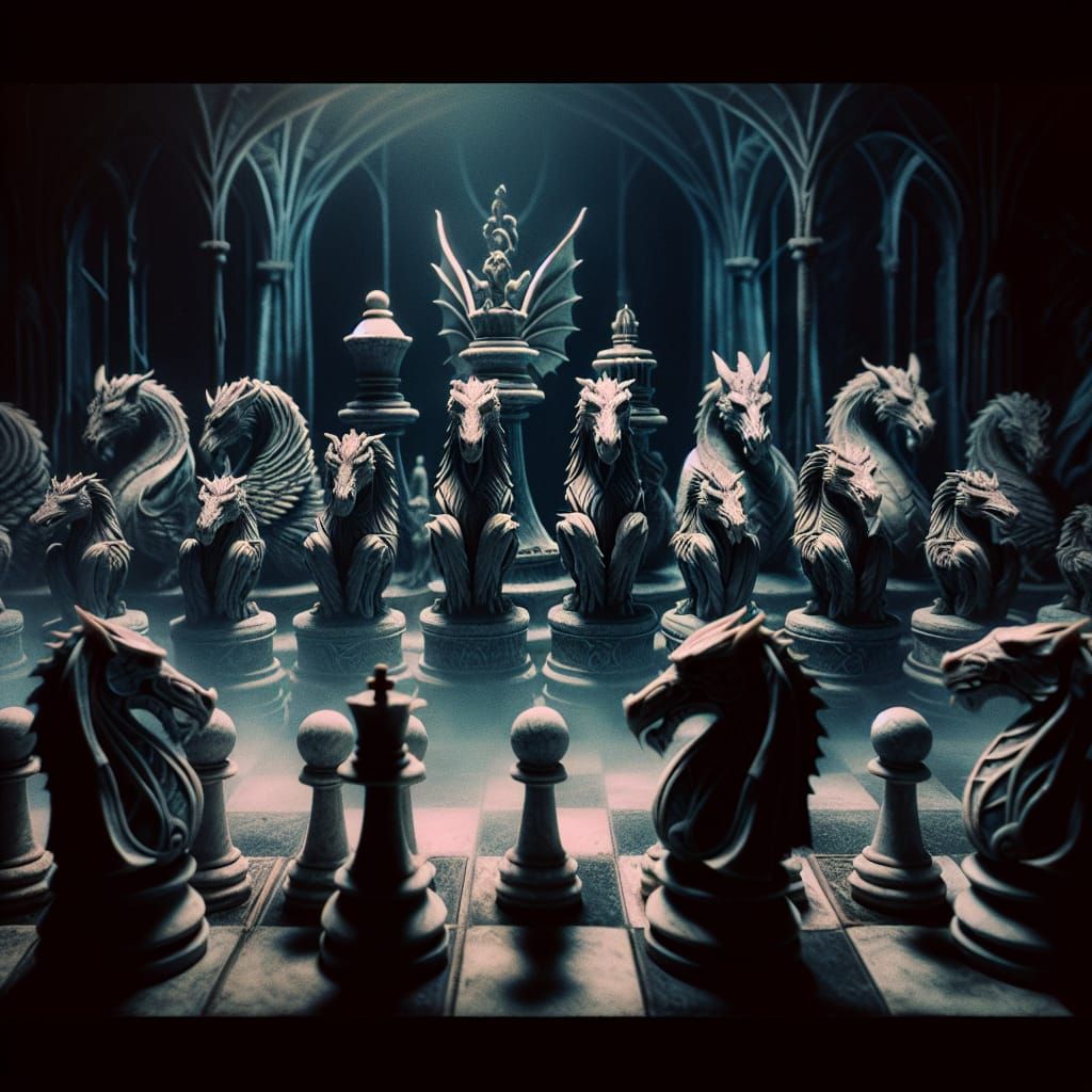 GAME OF THRONE CHESS SET WITH DRAGONS KNIGHTS AND WHITE WALK...