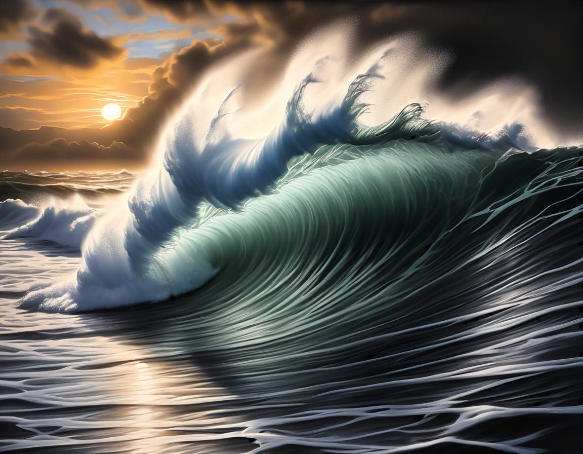 Breaking wave at dawn  by @DavidP