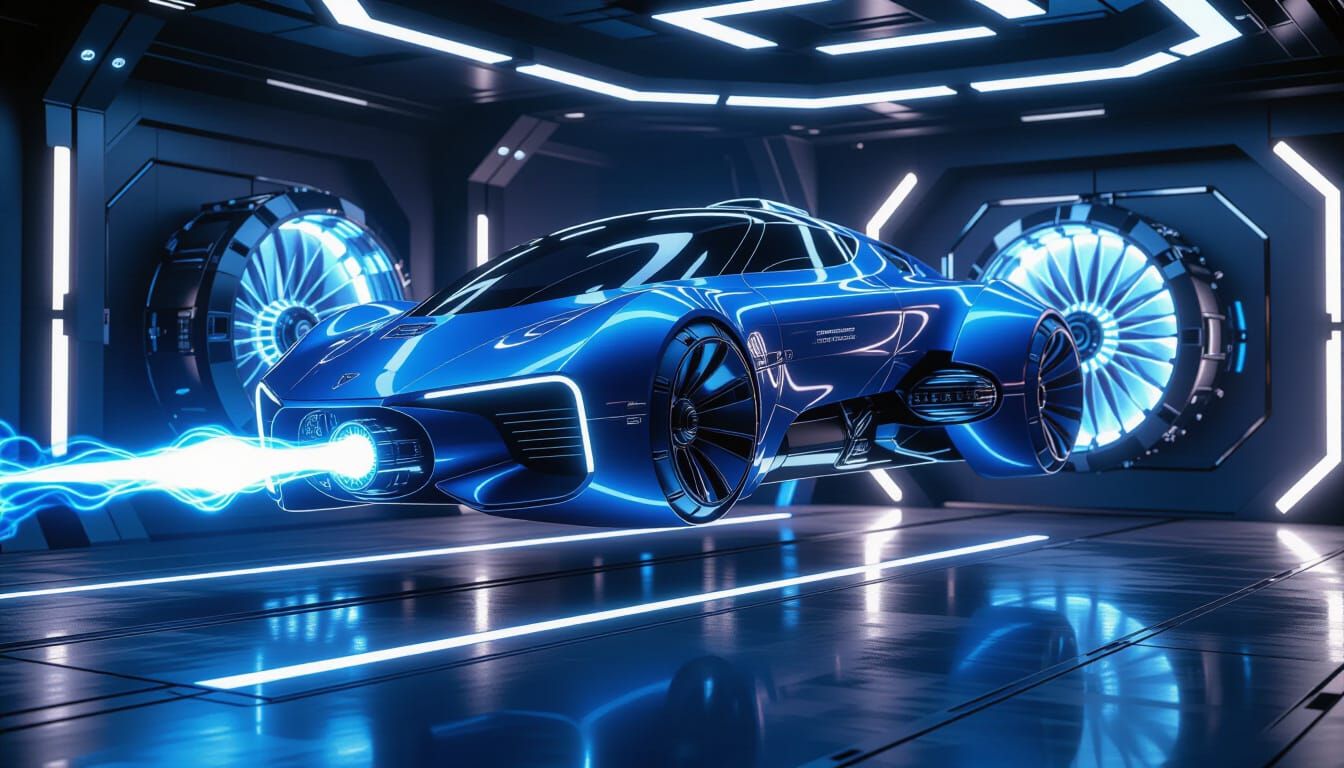 <lora:Armatura Hominis4:1.3> <lora:ARMAMENTARIUM FEMINA:1.3> 
<lora:Cyborg-Galor:1.3>



A sleek, cobalt-blue futuristic vehicle hovers cent...
