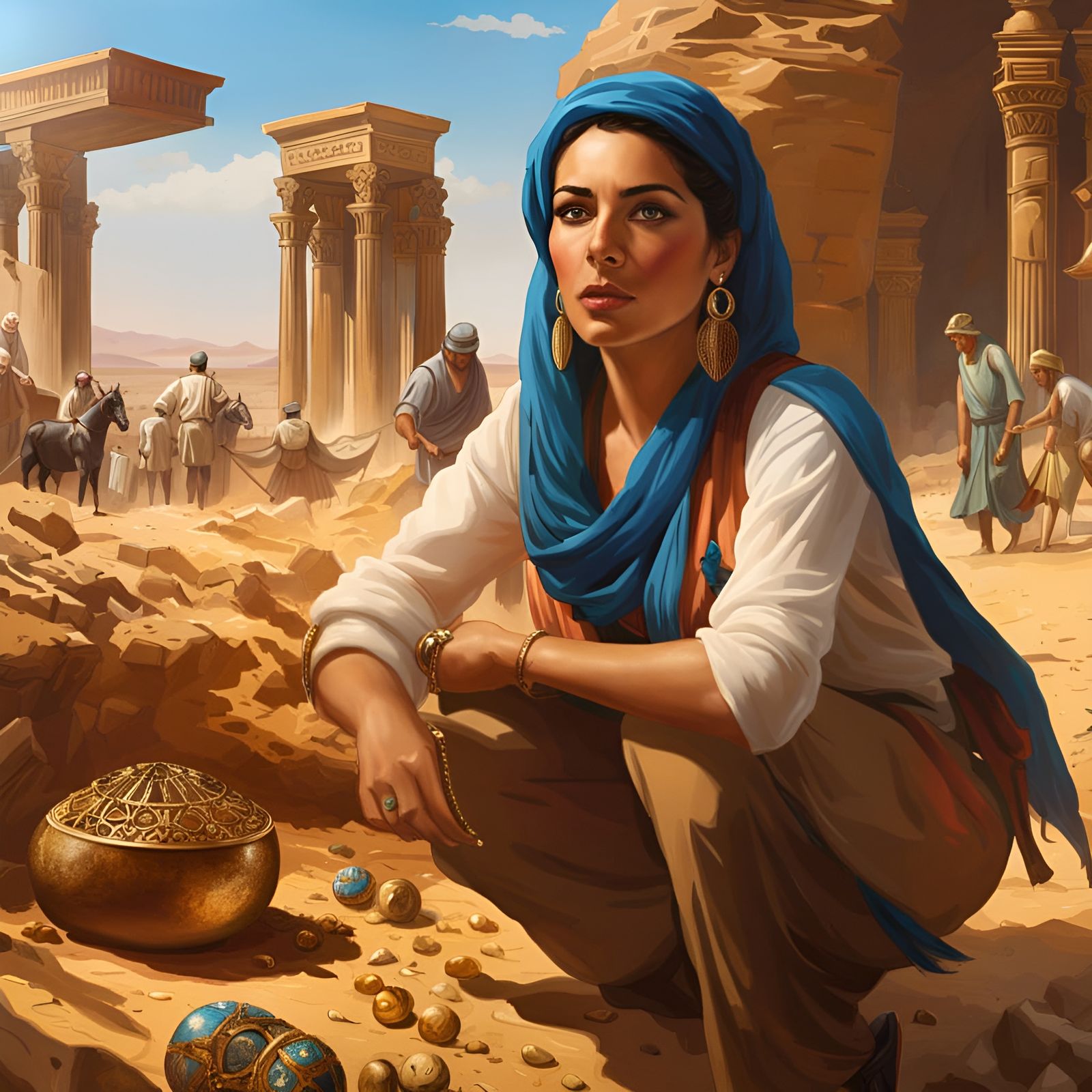 Woman excavating aceint treasure  by @undefined