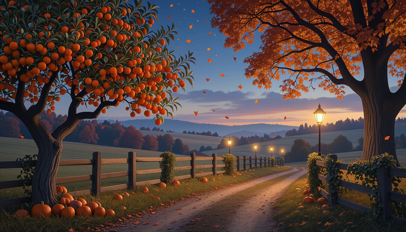 Orange and Pumpkin Road (HiDream i1 Dev)