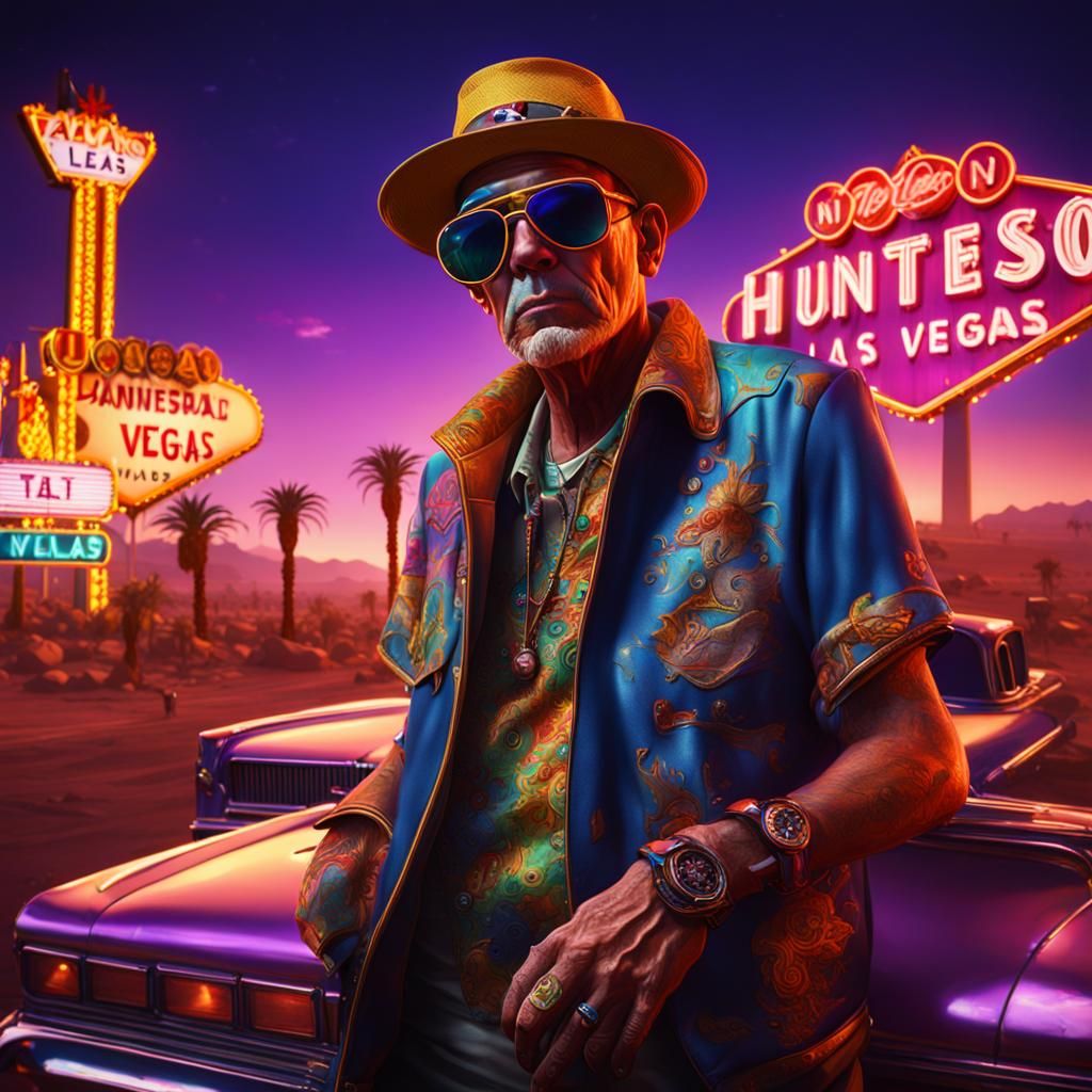 Portrait of Hunter s Thompson neon Las Vegas