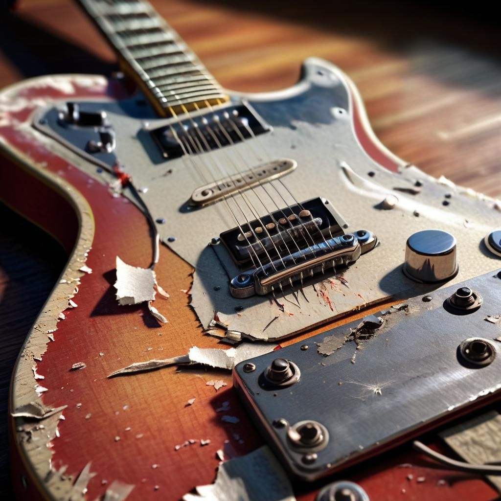 A torn electric guitar  by @LP-13