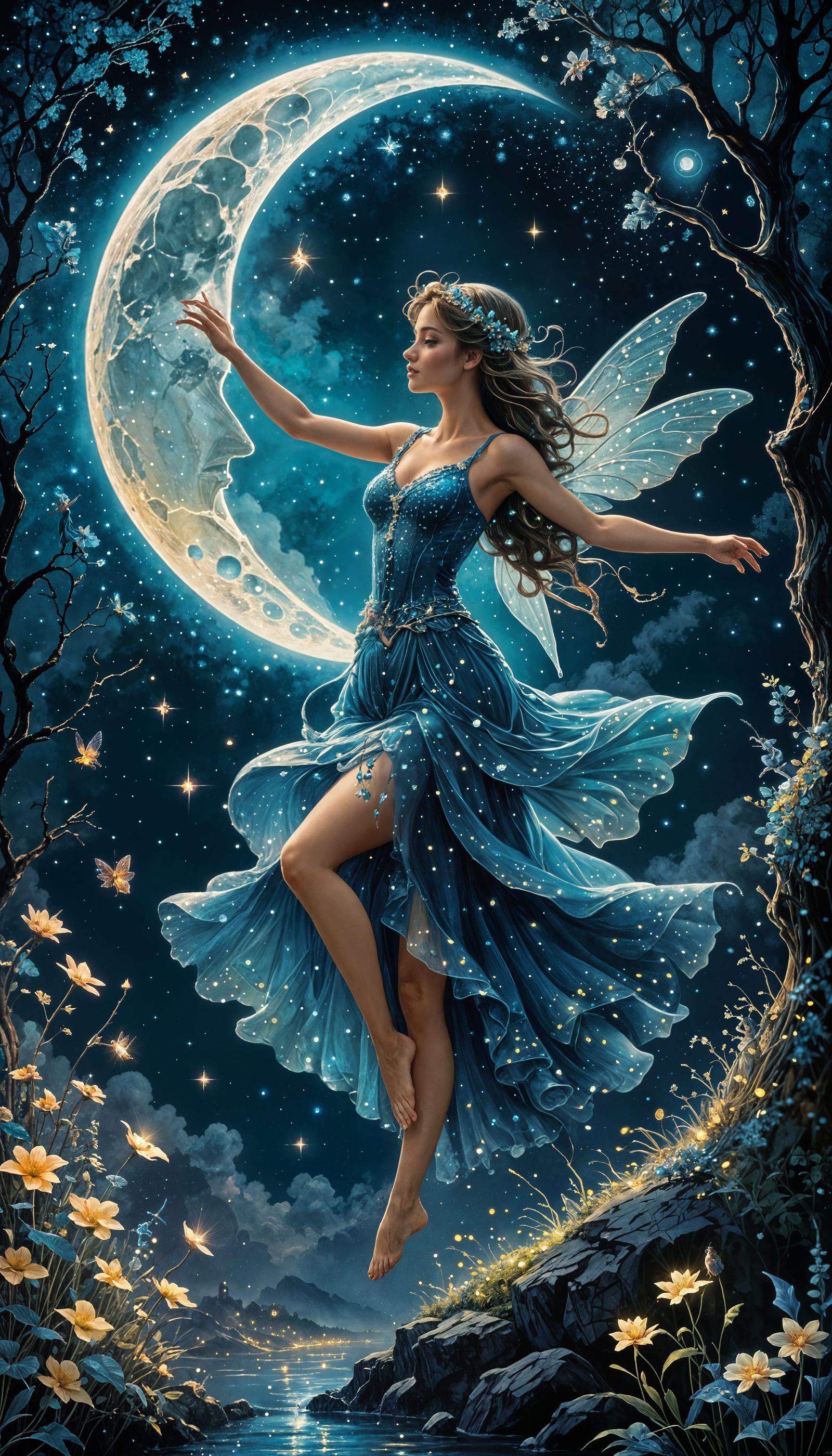 A Fairy dancing with the moon.   by @Bunnzo