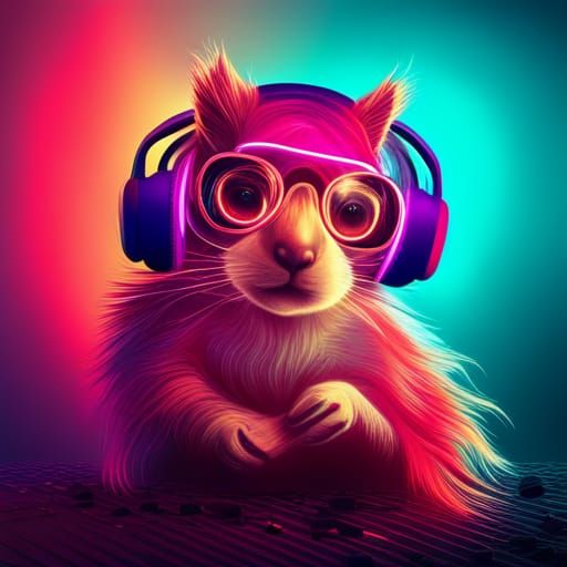 Squirrel with Headphones and music - AI Generated Artwork - NightCafe ...