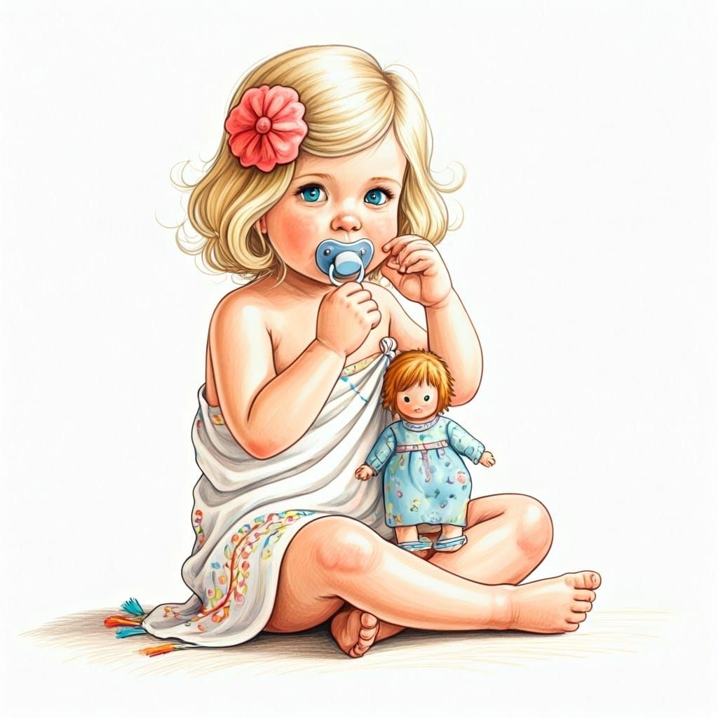 פרח מוצץ ובובה 👧