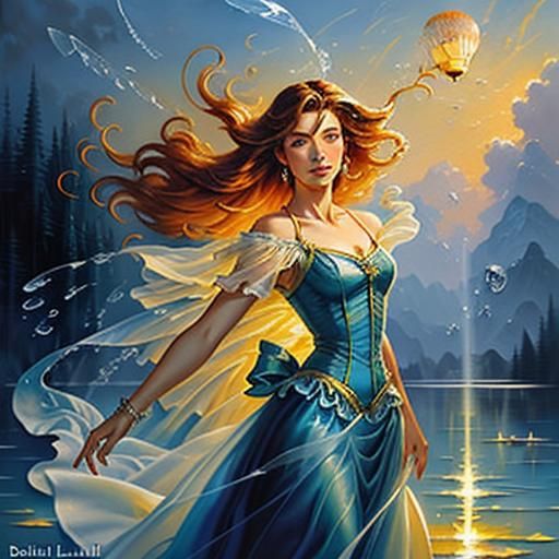 Woman of the blue lake