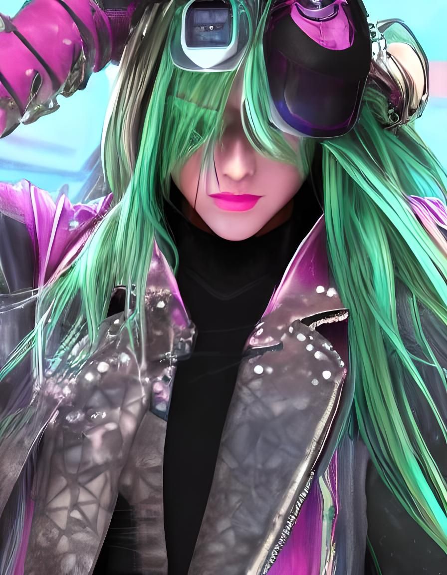 A girl with long blonde hair resembling Barbie, she is dressed in