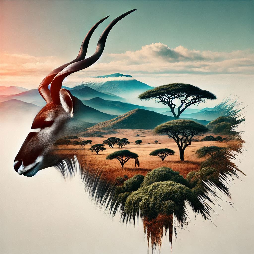 double exposure beautiful fantasy DALL-E 3 portrait landscape..