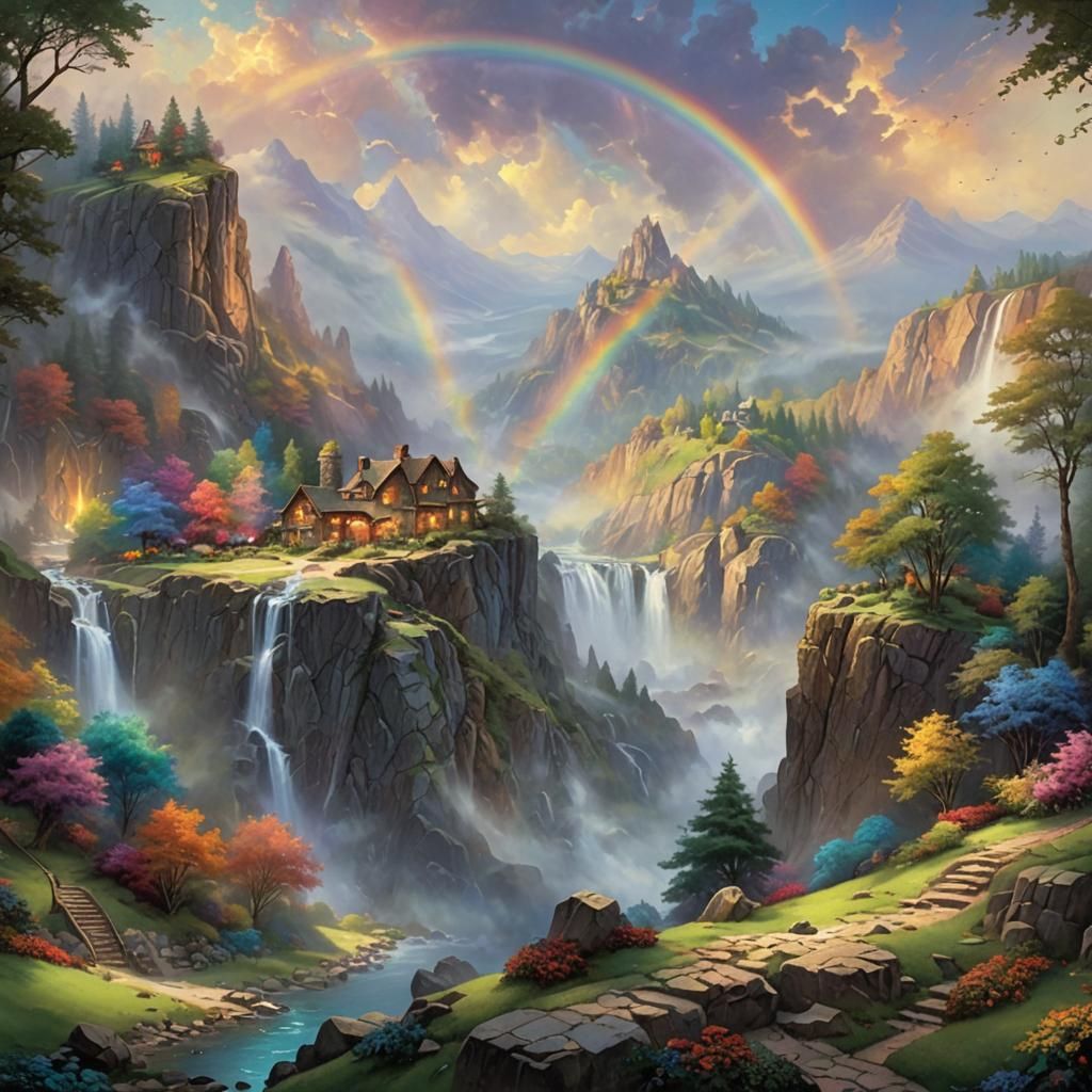 Quarry rainbow sky