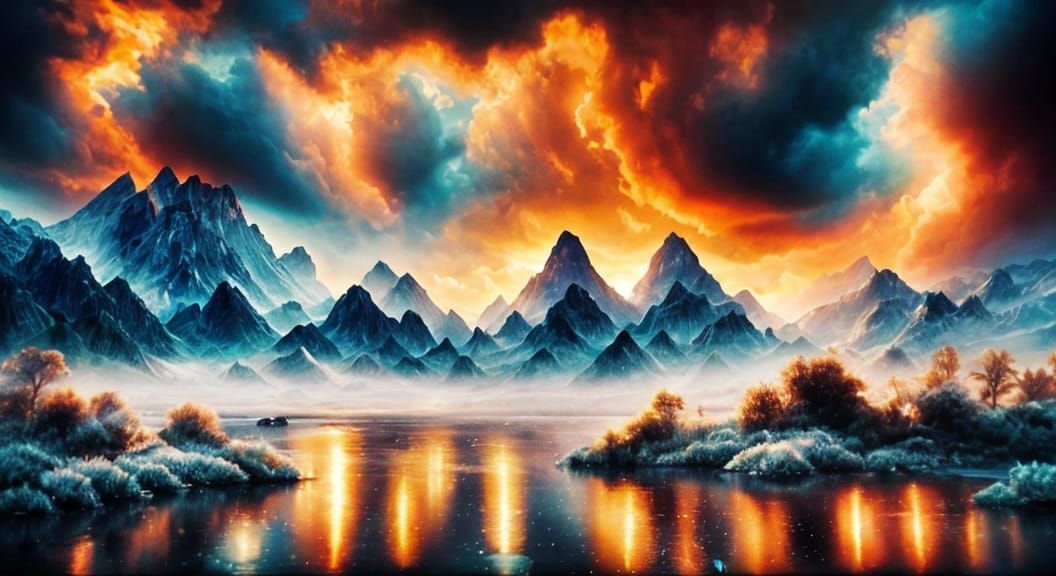 Surreal Fog Landscape with Light Rays