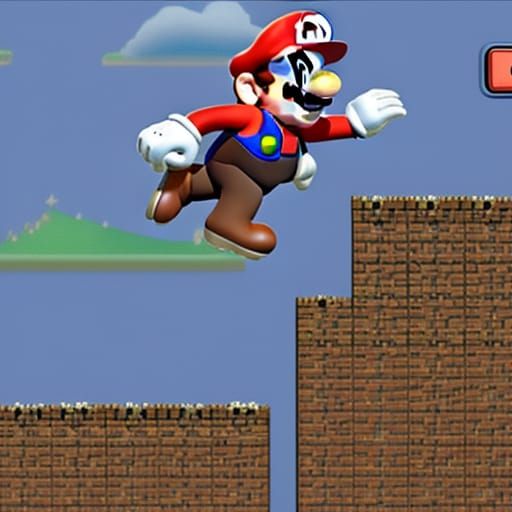 super mario jumping on a goomba in 1-1 - AI Generated Artwork ...