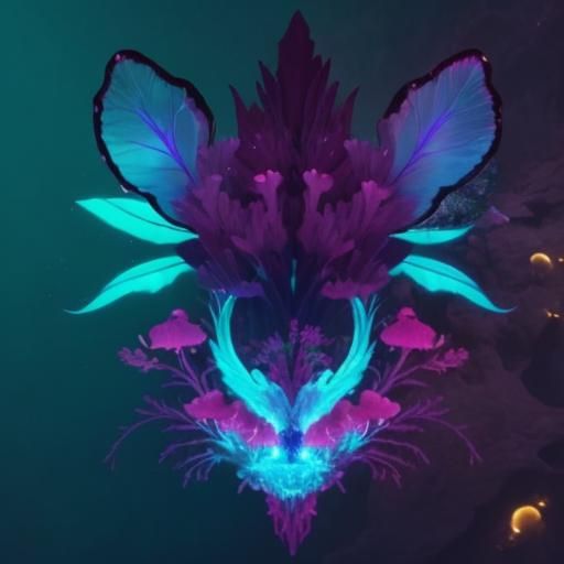 In a mesmerizing neon-lit lab, witness the fusion of nature ...