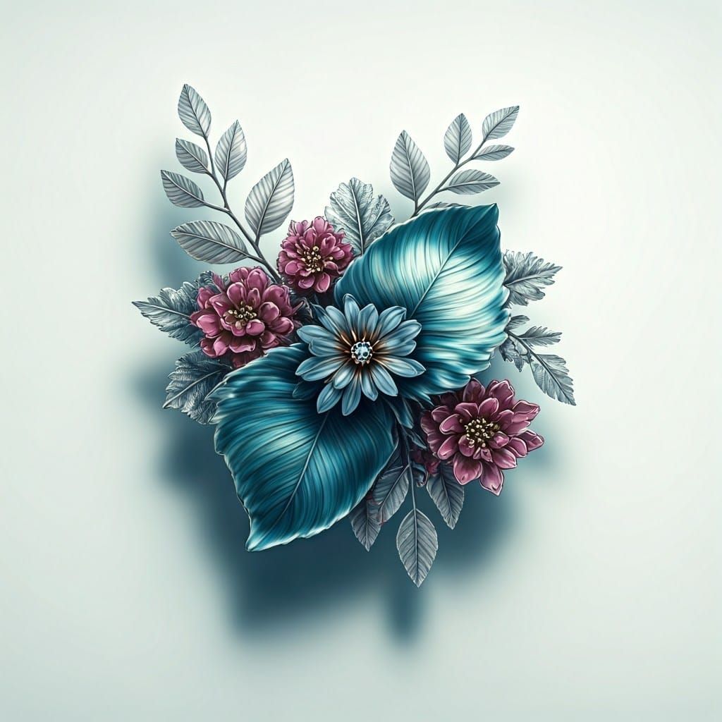 Hyperrealistic Floral Decoration in Neon Style