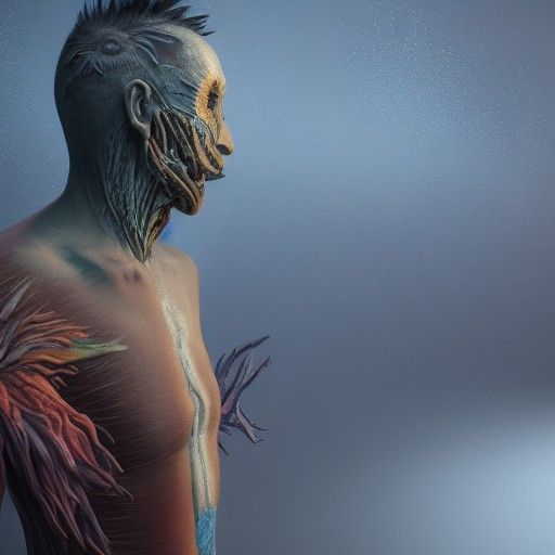 Skinned man cries