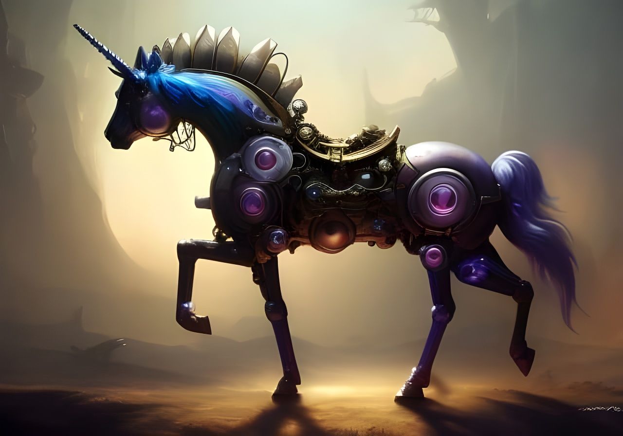 Steampunk unicorn   by @David Gotet