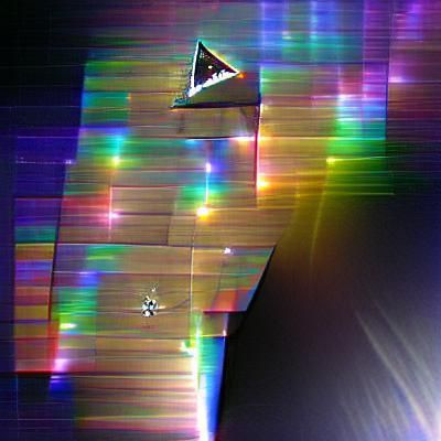 Prism in space illuminated by stars