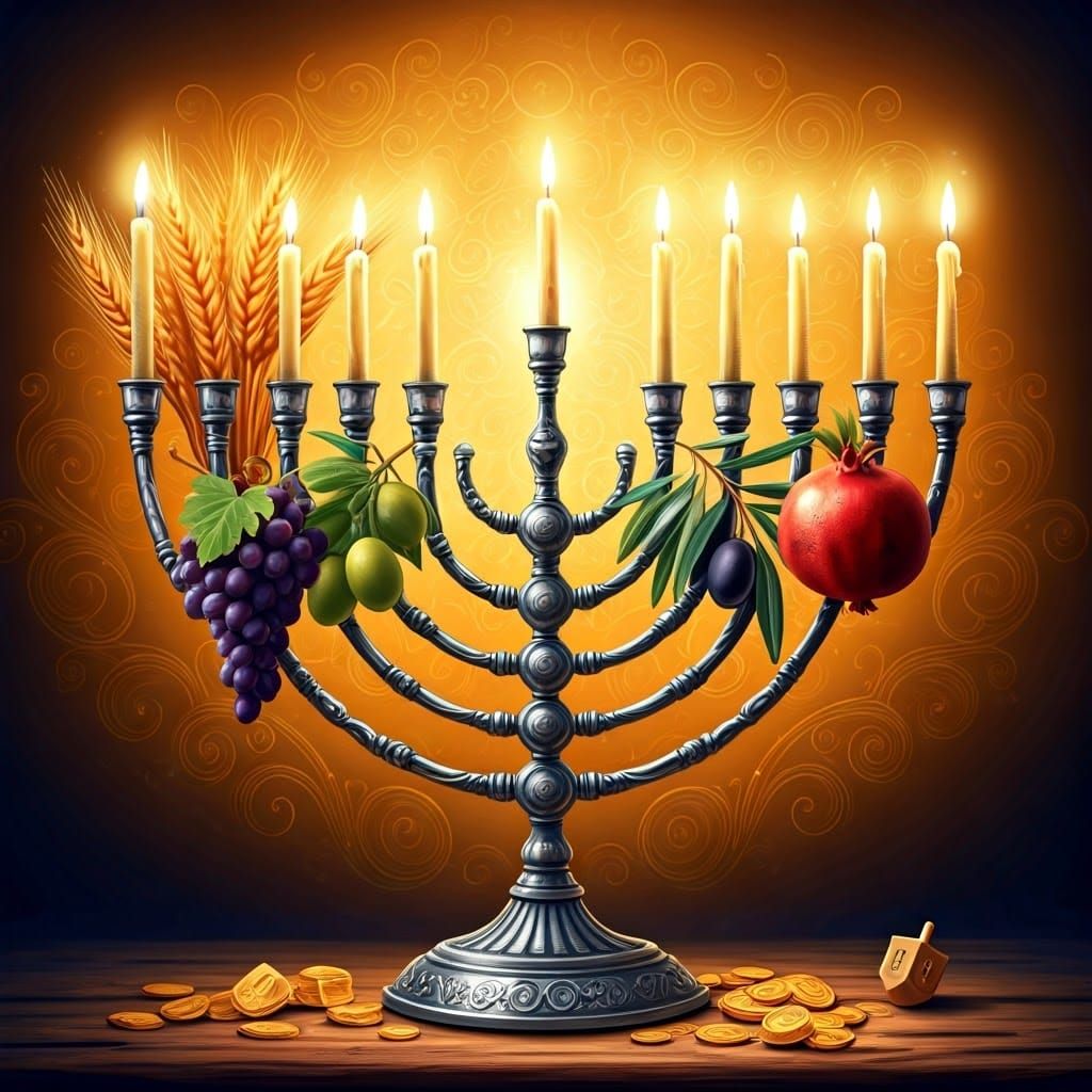 החנוכיה מארחת את שבעת המינים