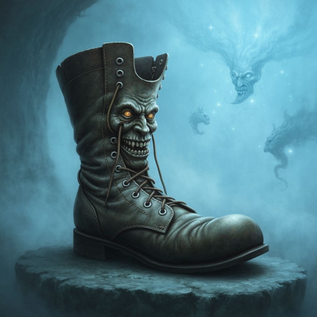 an old boot with a face 