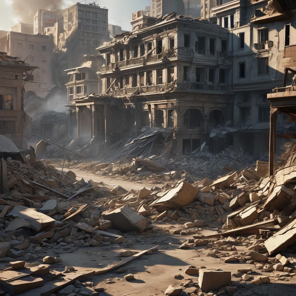 Epic Earthquake Concept Art in Post-Apocalyptic City